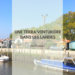 Vue sur les maisons et bateaux colorés du petit port de Biganos en Gironde